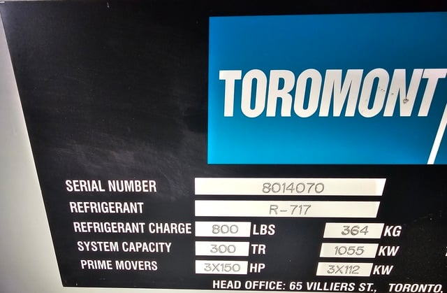 300 Ton, Toromont CIMCO #C6-W08AHE, Chiller, skid mountb, R-717, 2010 - Image 2