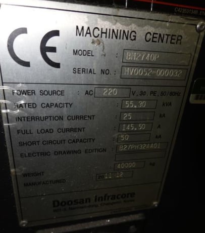 Daewoo Doosan #BM-2740P, high speec CNC bridge mill, Fanuc 32i-A, 157.4" X Travel, 106.3" Y Travel, 19.7" Z - Image 8