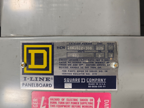 225 Amp. Square D, 1441812-386, HCN I-Line Panelboard, 480 Volts, 3PH, 66 Space - Image 2