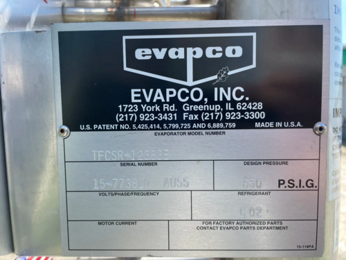 5 Fans, Evapco #TFCSR-12383E, Freon Evaporator Coil - 65 TR, Low Temperature, 650 psi, 10 HP motors, 460 V. - Image 9