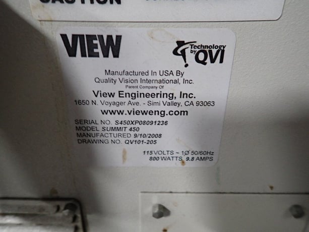 View #Summit-450, coordinate measuring machine, 23" x 20" Table, 1 Phase, 50/60 Hz, 800 Watts, 9.8 Amps, 115 - Image 2