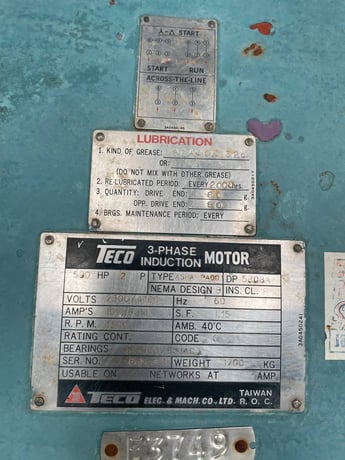 500 HP 3560 RPM Teco, Frame 5808A, 2300/4160 Volts, 3-Phase Induction Motor - Image 10
