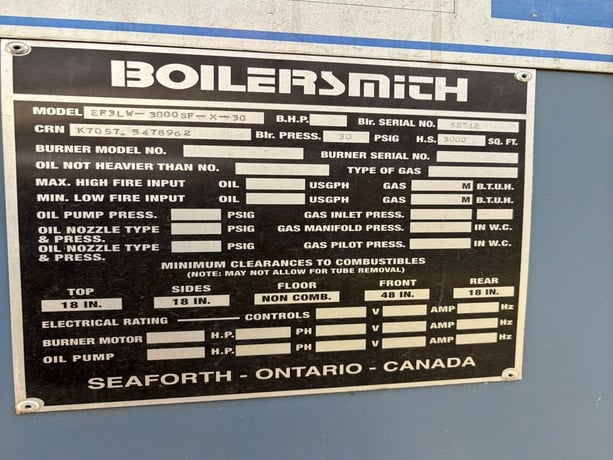 Boilersmith #EF3LW-2000SF-X-30, hot water boiler with furnace, 400 BHP, 30 psi, 3000 sq.ft., 2005 - Image 7