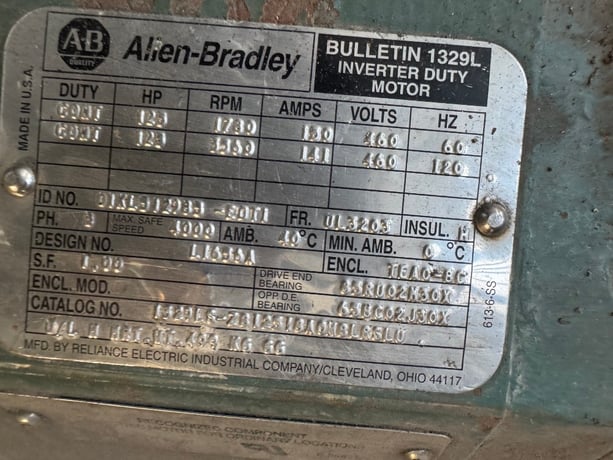 125 HP 1780/3260 RPM Reliance, Frame UL3203, TEAO-BC, 60/120 HZ, 460 V.AC (2 available) - Image 4