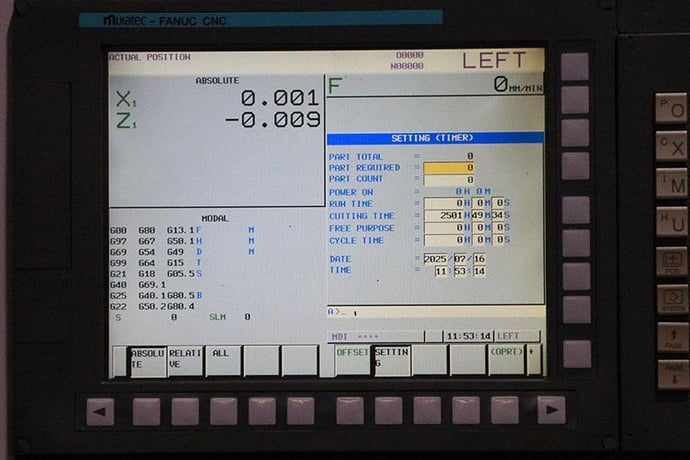 Muratec #MW-120, twin spindle CNC lathe, Muratec/Fanuc pendant Control, (2) 3-jaw 8" chucks, 2013 - Image 9