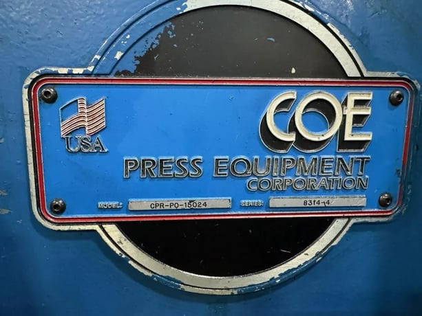 15000 lb. Coe Press Equipment #CPR-150-24-PO / CPPS-350, servo feed line, 24" W x .125" stock, 60" OD - Image 4