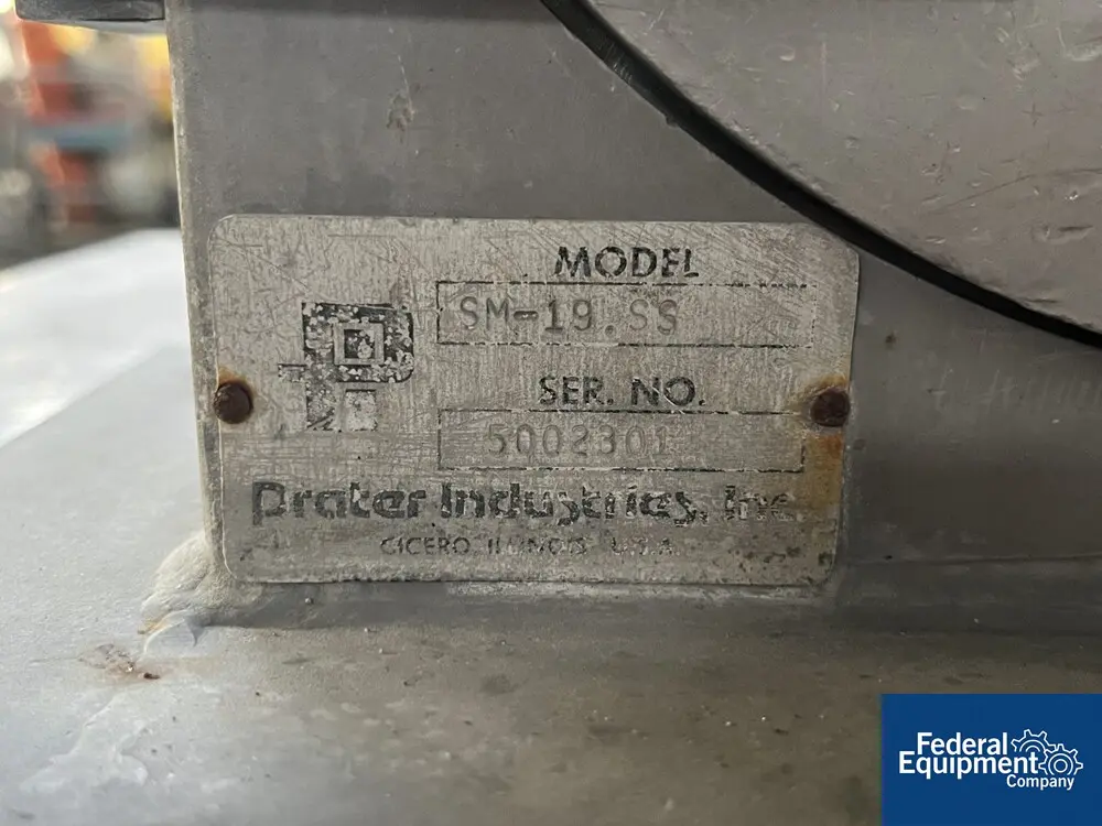 Prater #SM-19.Stainless Steel, Mill, Stainless Steel, 7 HP, on base, w/ motor - Image 3