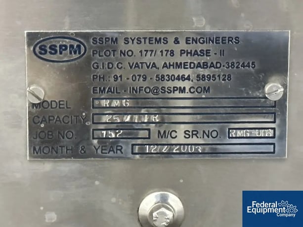 25 Liter SSPM #RMG, Rapid Mix Granulator, AB PanelView 550, 5 HP, 2003 - Image 2