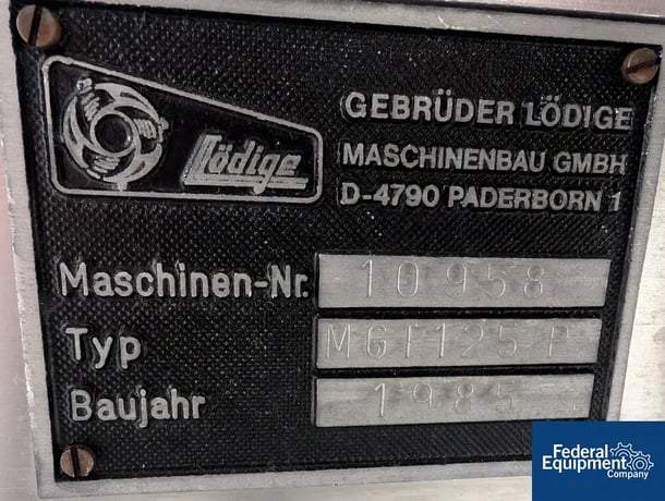 125 Liter Lttleford Lodige #MGT-125P, High Shear Granulator, Stainless Steel, 1985 - Image 3