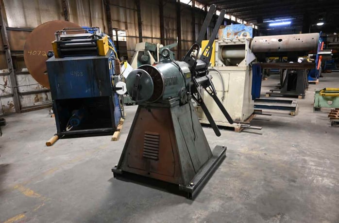 10000 lb. Littell #90-30, single uncoiler, 30" width, 48" outside dimensions, 16"-20" ID, 3-arm manual - Image 5