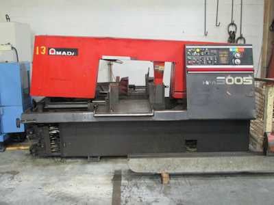 20" x 20" Amada #HFA500S, automatic feed, hydraulic clamping, conveyor, (2) power vises, 1995, #18544 - Image 1
