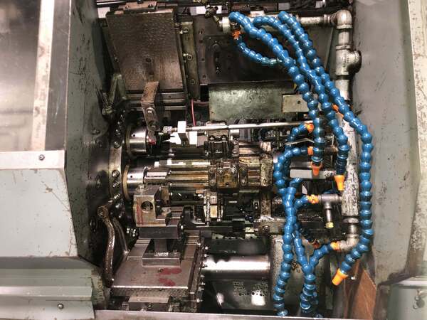 Acme #RA-6, 1-1/4", stock reel & stand, universal chip conveyor, serial #71092-C, 1974 - Image 2