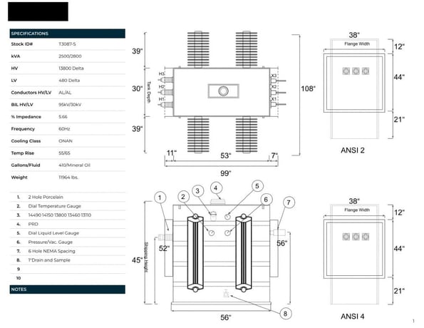 2500/2800 KVA 13800 Delta Primary, 480 Delta Secondary, SUB, proCORE(immediate shipment available) - Image 1
