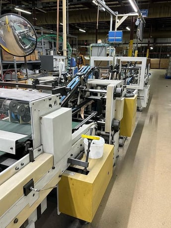 Bobst #Media-100, folder gluer, straight line, tooling, 2 gun Micro cold glue system, 1995 - Image 1