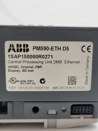 ABB #PM590-ETH-D5, Central Processing Unit, 1SAP150000R0271, 2MB, 24V., 10Wire - Image 2