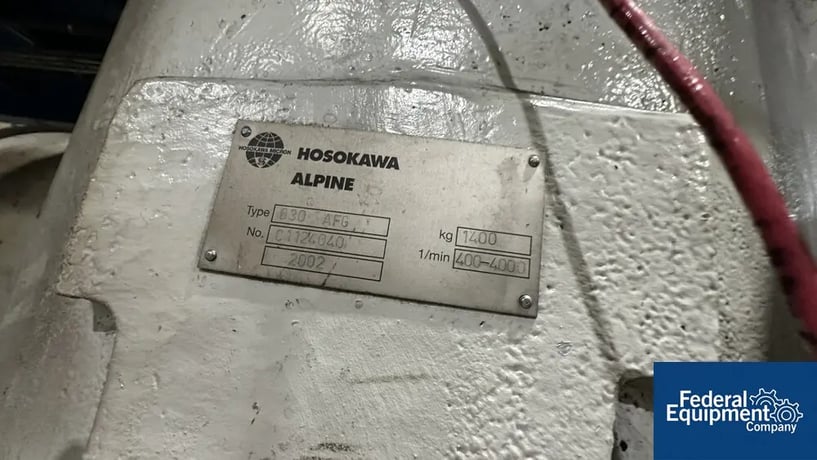 Hosokawa Alpine #630-AFG, Fluidised Bed Opposed Jet Mill, classifier, on frame, 2002 - Image 2