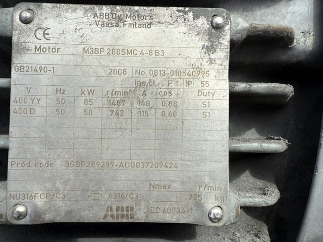125 HP 1800 RPM ABB, Frame 280S/M, TEFC BB, 460 Volts - Image 3