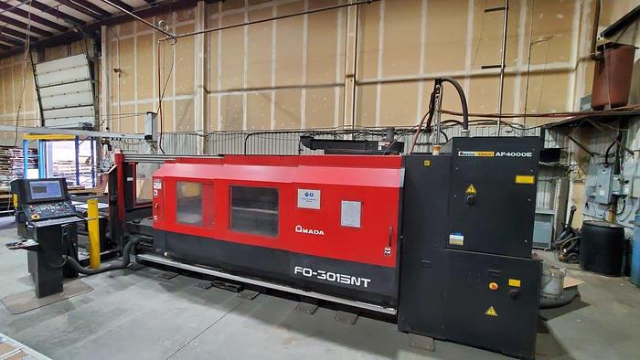 Amada #FO3015NT, CNC laser cutting system, 4000 watt, NT Control, 5' x 10' sheet, shuttle table, chiller - Image 1