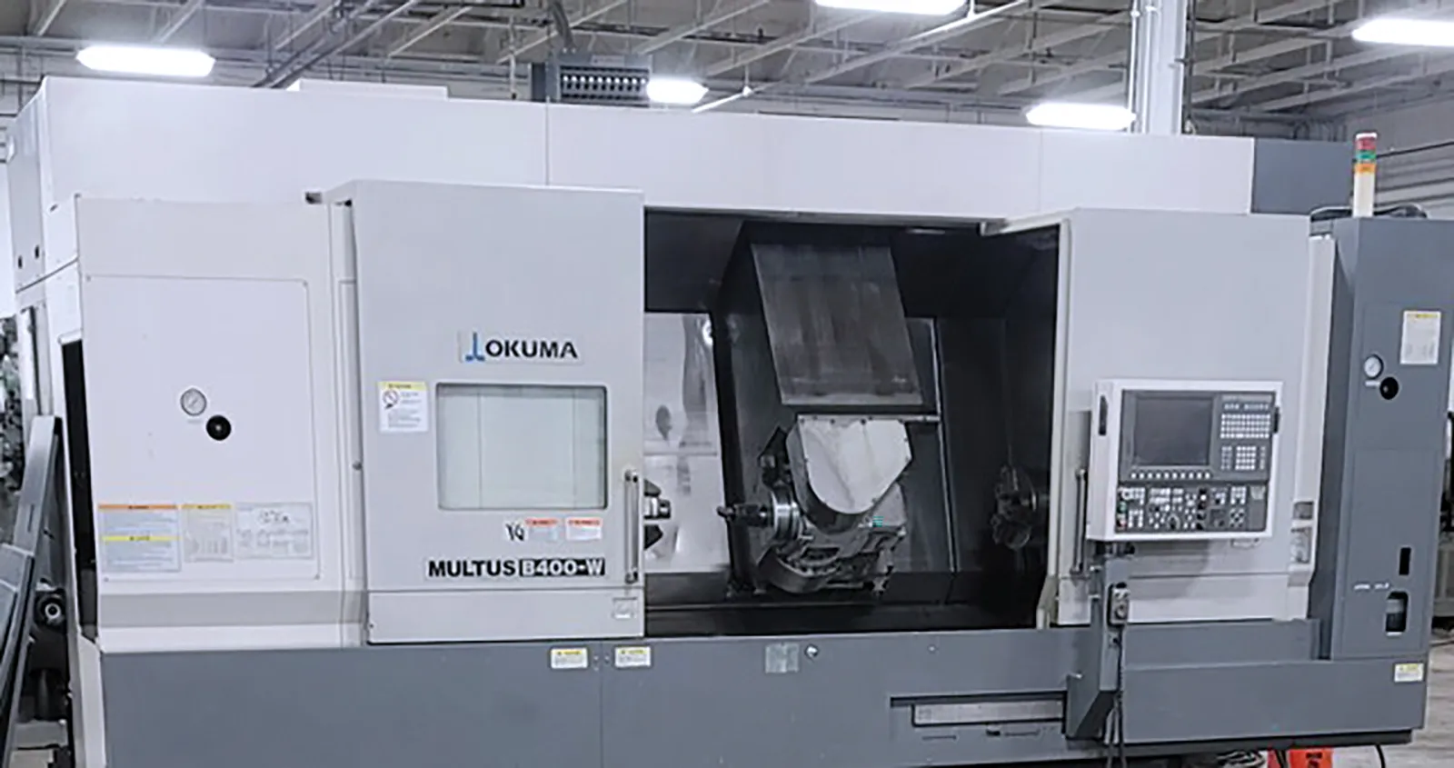 Okuma #Multus-B400W, CNC lathe, 27.9" swing, 15" chuck, 4" bar, 59" centers, 26.37" dia., 8-Axis, OSP-P200L - Image 1