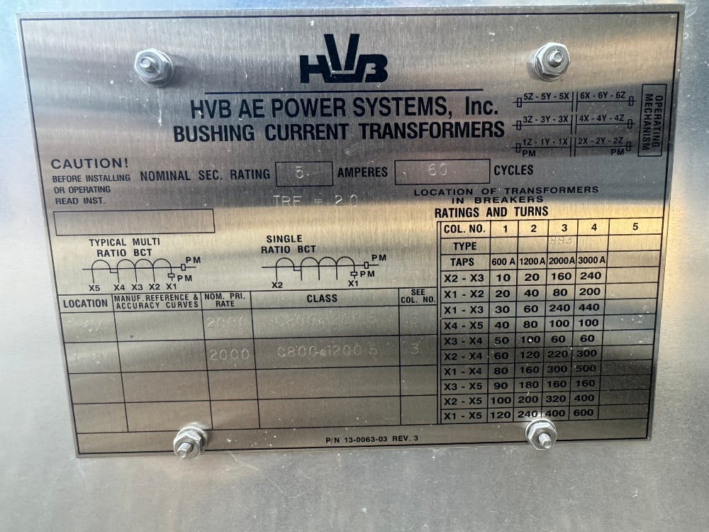 3000 Amps, HVB, service factor 6 SF6, Gas Insulated Circuit Breaker HS145 B, 145 KV - Image 5