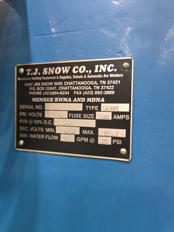 300 KVA T. J. Snow, seam welder, 500 amp - Image 2