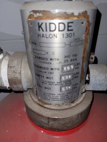 250 lbs. Kiddie Halon #1301, Fire Suppression Cylinder - Image 3