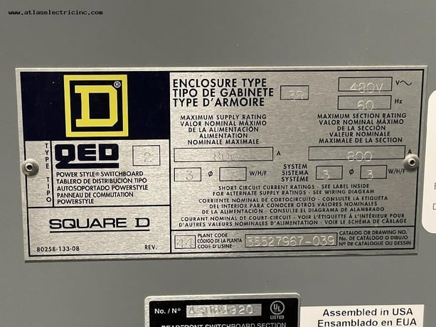 800 Amps, Square D #QED-2, 480 Volts Panelboards (3ea) - Image 9