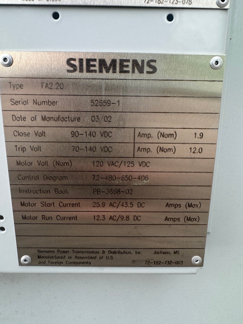 2000 Amps, Siemens, service factor 6 / SPS 2 145402 SF6 / SPS2-145-40-2, gas insulated cuitcuit breaker, 145 - Image 7