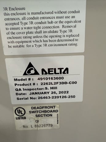 200 Amp. Delta #4910163600, Transfer Switch, Single Phase, Nema3R, w/ Load Center - Image 3