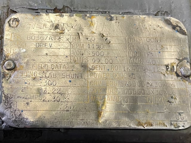 60 HP 1200 RPM Reliance, Frame B0367ATZ, DPFVBB, 500 VA, 300 VF - Image 3
