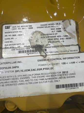 275 HP Caterpillar #C9.3, Engine, warranty - Image 2
