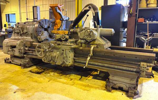 34" x 72" Axelson #32, engine lathe, 25" swing over cross slide, 4-jaw 20" chuck, thread dial, steady rest - Image 1