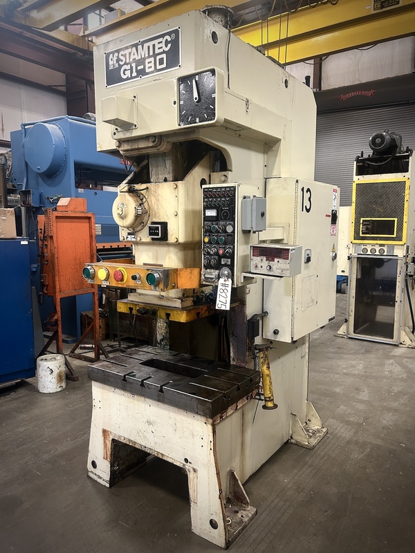 88 Ton, Stamtec #G1-80, Back Geared OBI Press, 2.8" stroke, 14.6" daylight, 50-120 SPM, 3.2" adj, 39.4" x - Image 1