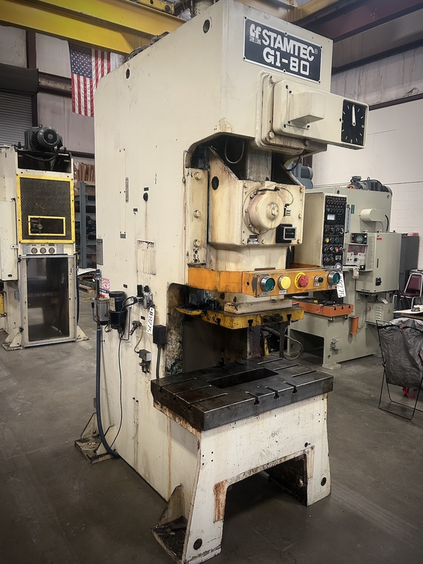 88 Ton, Stamtec #G1-80, Back Geared OBI Press, 2.8" stroke, 14.6" daylight, 50-120 SPM, 3.2" adj, 39.4" x - Image 2