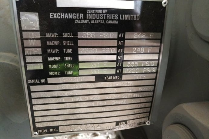 292 sq.ft., 555 psi shell, 2220 psi tube, Exchanger Industries #E-5300, Heat Exchanger, 12" Diameter, 272" L - Image 4