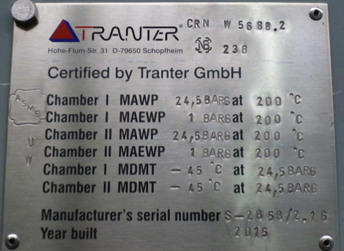 2098 sq.ft., Spiral Heat Exchanger, Tranter, 335 psi, 2003' L, 200&deg;F, (4 available) - Image 3