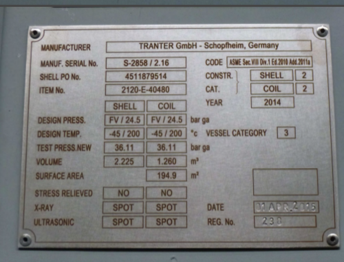 2098 sq.ft., Spiral Heat Exchanger, Tranter, 335 psi, 2003' L, 200&deg;F, (4 available) - Image 4