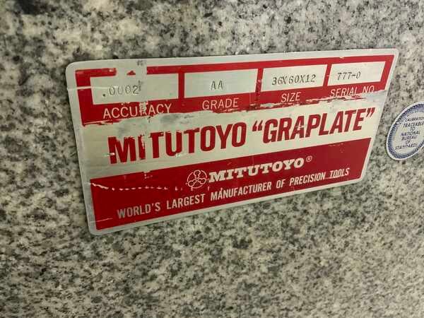 36" x 60" x 12" Mitutoyo, Granite surface plate, grade AA, roll around stand - Image 9
