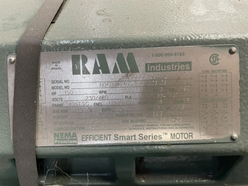 150 HP 3555 RPM Ram Industries, Electric Motor, Frame 405TSC, 230/460 Volts - Image 9