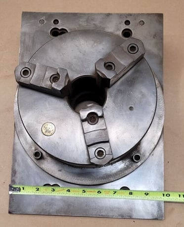 8" LeBlond, 3-jaw chuck, 14" x 10" x 4" angle plate - Image 8