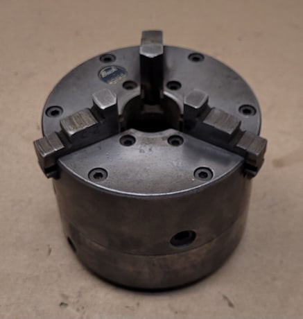4" Buck #1434, 3-jaw chuck, 1" center hole - Image 3