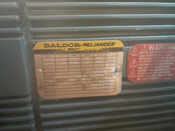 50 HP 1773/3545 RPM Baldor, Frame FL2570, TEAO-BC, 1.0 service factor, 460 V, new (2 available) - Image 2