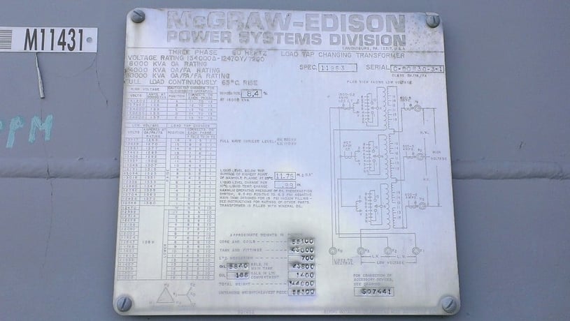 18/24/30 MVA 138000 Delta Primary, 12470/7200 Secondary, LTC, remanufactured 1991 (ES) - Image 1