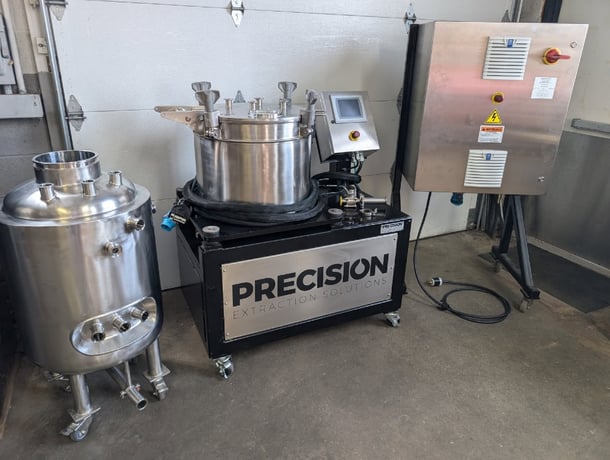 Precision Extraction Solutions #C15, centrifuge, 20 gallon dimple jacketed transfer tank & controller, unused - Image 1