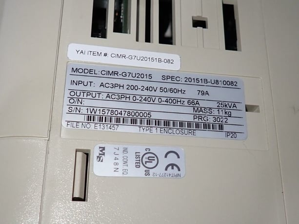 Yaskawa, CIMR-G7U2015, AC Drive, 3 Phase, 25 kVA, 200-240 V Input, 0-240 V Output - Image 9