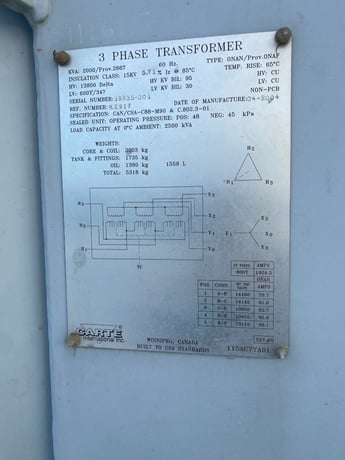 2000 KVA 13900 Primary, 600 Secondary, Carte transformer - Image 2