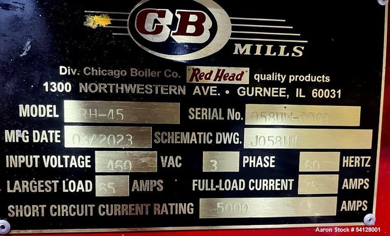 Cleaver-Brooks Mills #RH-045, Horizontal Media Mill, 460 VAC, 1180 RPM, explosion proof motor, UL, PLC panel - Image 6