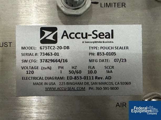 Accu-Seal #675TC2-20-DB, Vacuum Pouch Sealer, 120 V., 1ph, 2023 (6 available) - Image 2