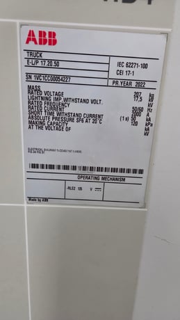 2000 Amps, ABB, SF6, Earthing truck, Surplus, top or bottom cubicle use, Qty 4 - Image 1