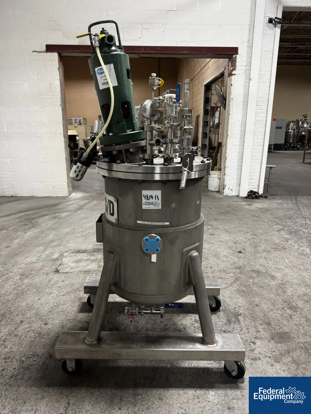 50 gallon Steel Pro Reactor, 316L Stainless Steel, 24" diameter x 30" straight side, flat top, disth bottom - Image 5